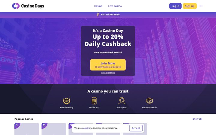 Screenshot of casinodays.com