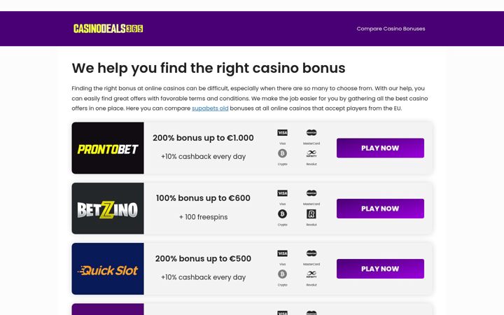 Screenshot of casinodeals365.net