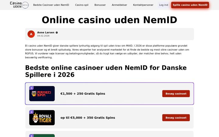 Screenshot of casinoerudennemid.dk