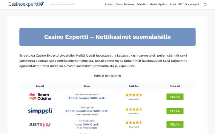 Screenshot of casinoexpertti.com