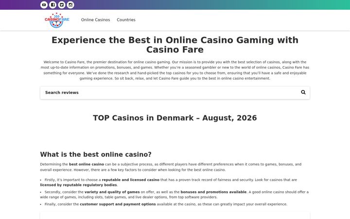 Screenshot of casinofare.com