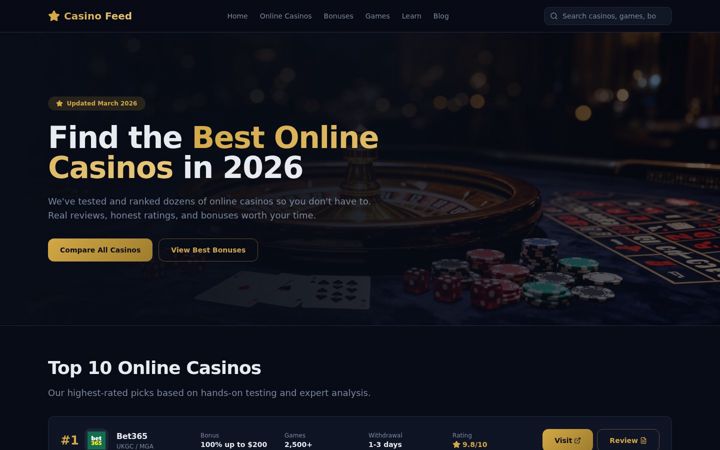 Screenshot of casinofeed.io