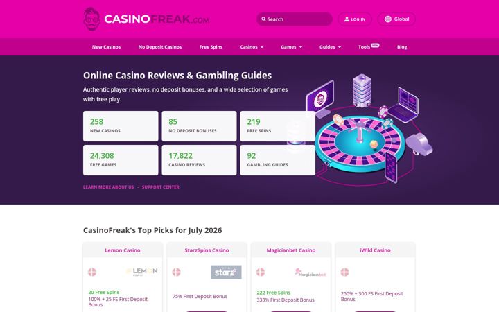 Screenshot of casinofreak.com