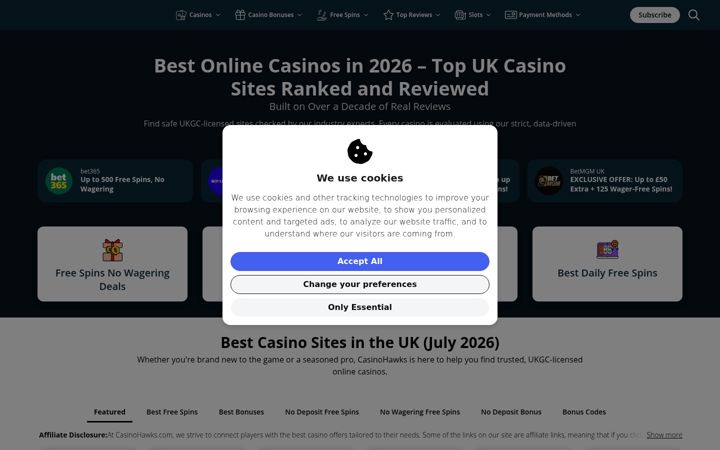 Screenshot of casinohawks.com