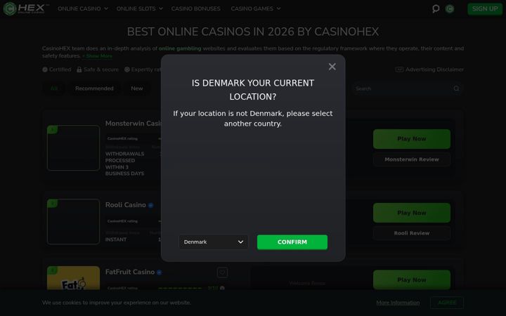 Screenshot of casinohex.org