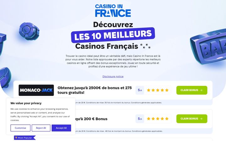 Screenshot of casinoinfrance.com