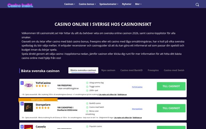 Screenshot of casinoinsikt.se