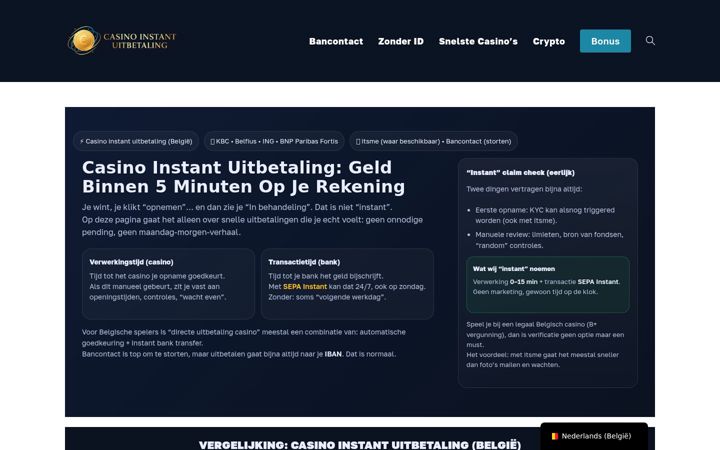 Screenshot of casinoinstantuitbetaling.be