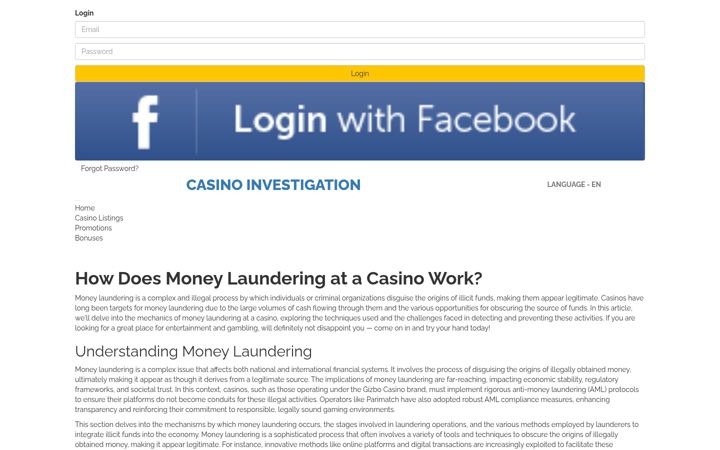 Screenshot of casinoinvestigation.com