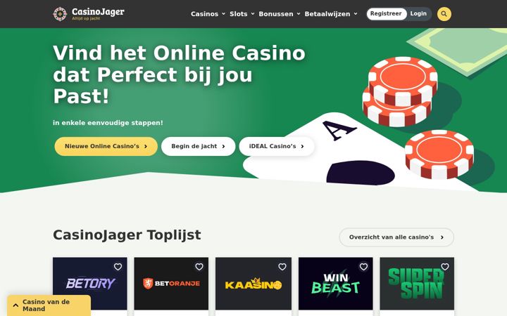 Screenshot of casinojager.com