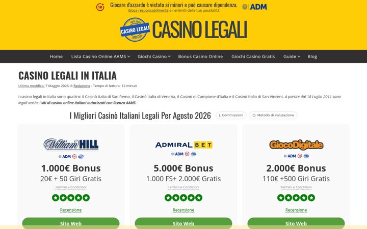 Screenshot di casinolegali.net