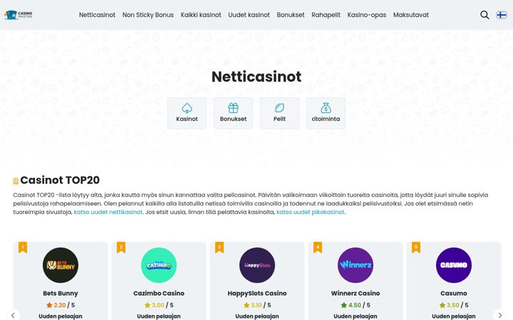 Screenshot of casinomaisteri.com