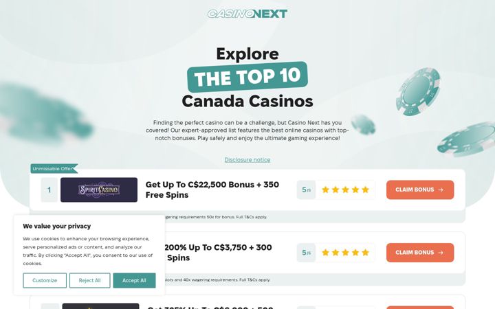 Screenshot of casinonext.com