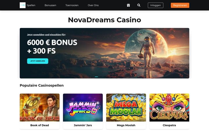 Skärmbild av casinonovadreams.com