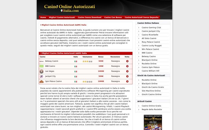 Screenshot of casinoonlineautorizzatiitalia.com