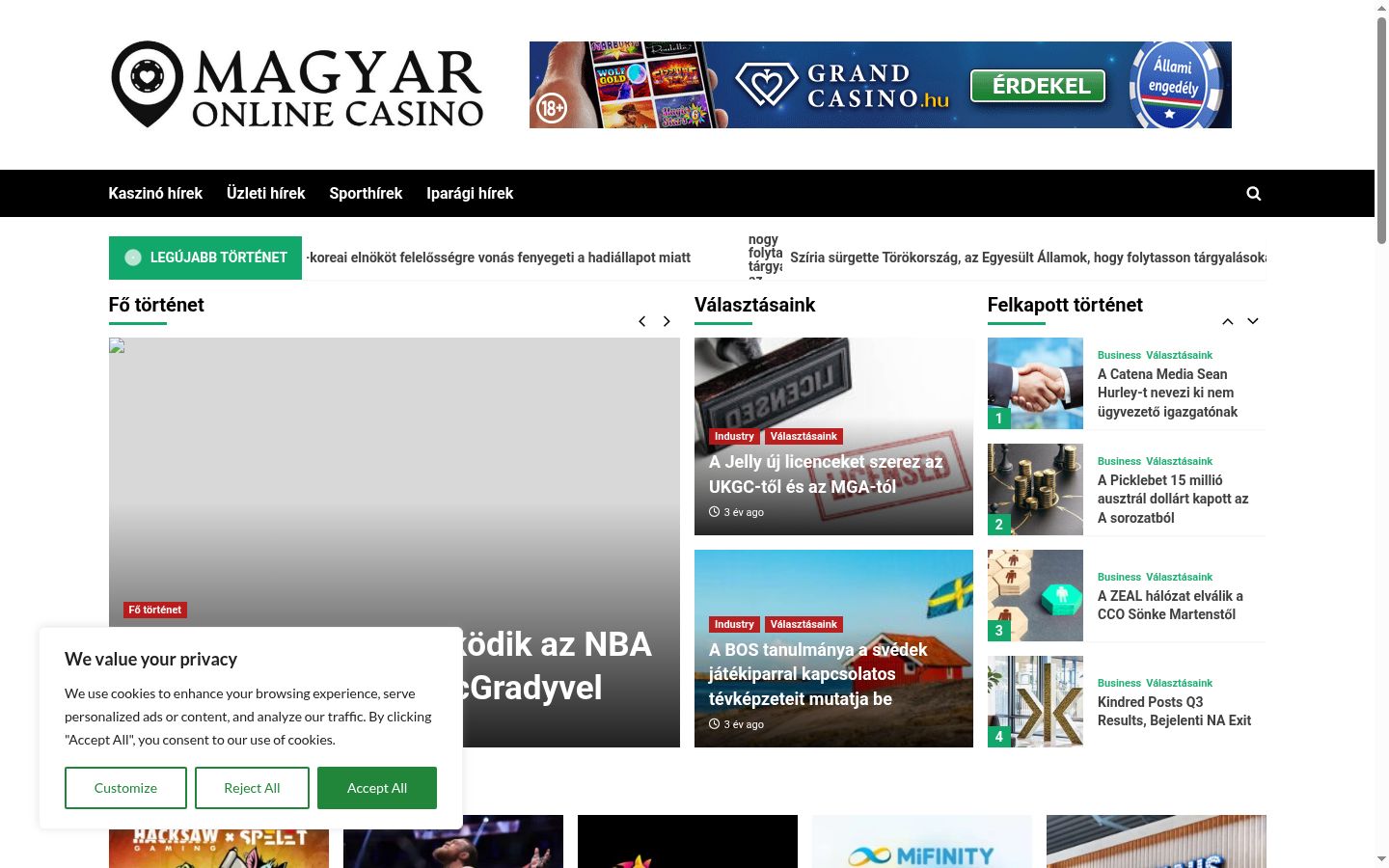 Captura de ecrã do banner de consentimento apresentado antes de qualquer interação