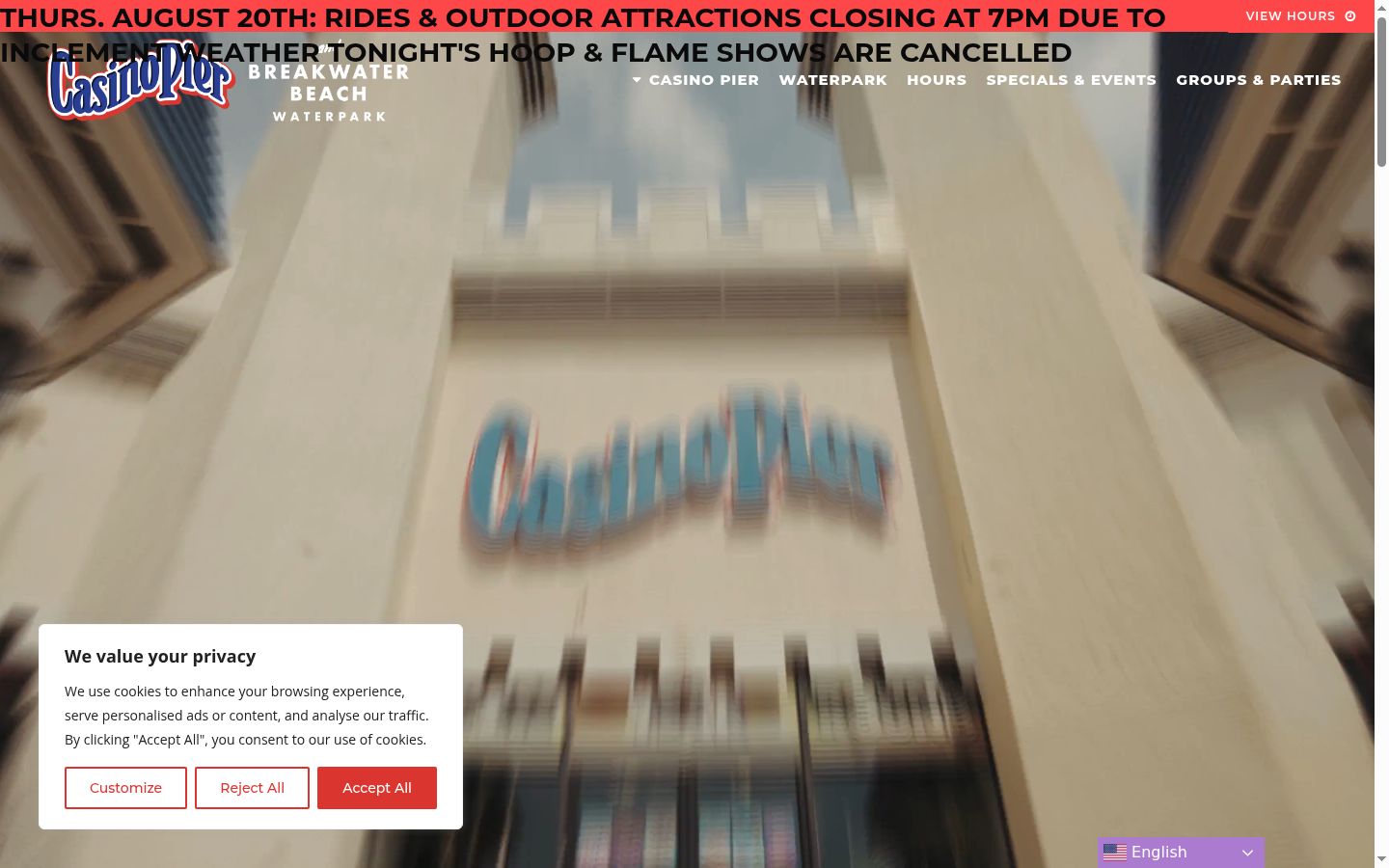 Screenshot del banner di consenso mostrato prima di qualsiasi interazione