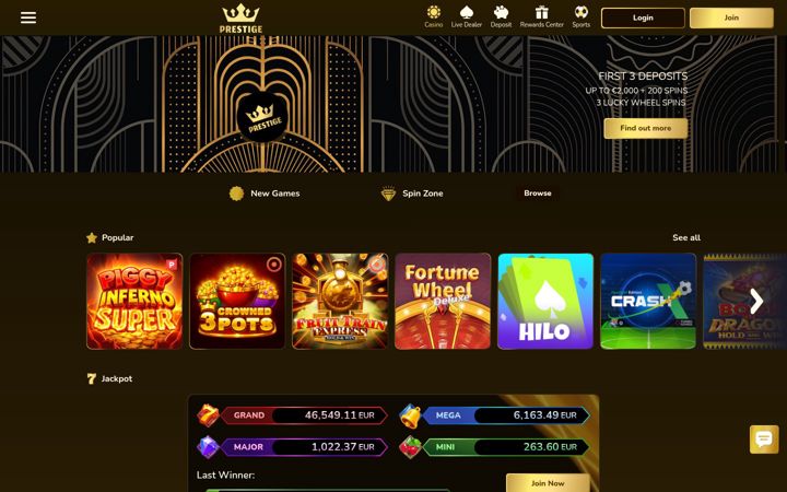 Screenshot of casinoprestige788.com