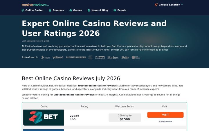 Screenshot of casinoreviews.net