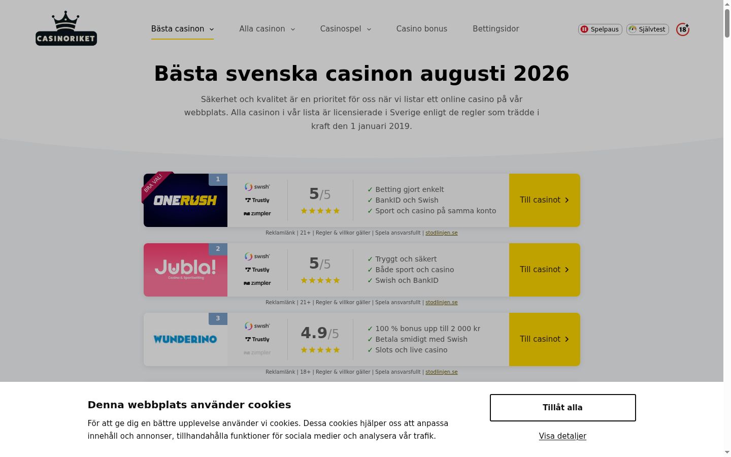 Screenshot del banner di consenso mostrato prima di qualsiasi interazione