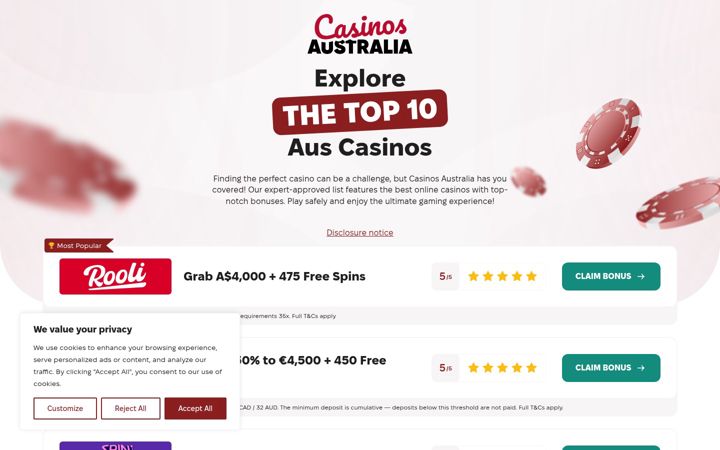 Screenshot di casinosaustralia.net