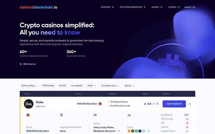 Screenshot of casinosblockchain.io