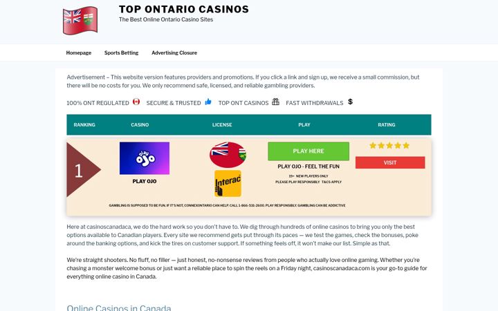 Screenshot of casinoscanadaca.com