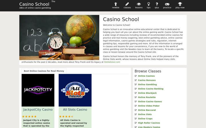Screenshot of casinoschool.com