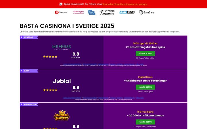 Screenshot of casinoscouten.se