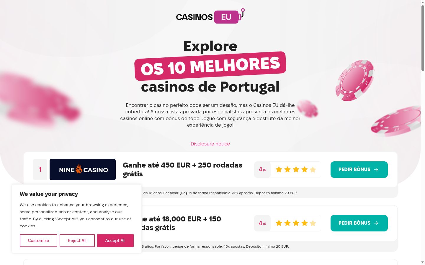 Sutikimo reklamjuostės, rodytos prieš bet kokią sąveiką, ekrano kopija