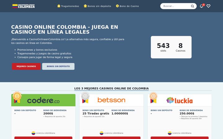 Screenshot of casinosonlineencolombia.co