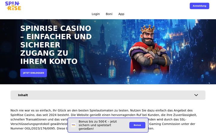 Screenshot of casinospinrise.net