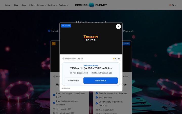 Screenshot di casinosplanet.net
