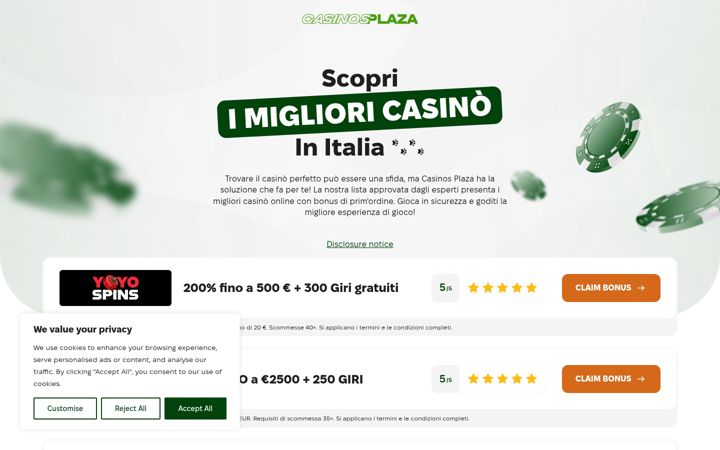 Screenshot of casinosplaza.com