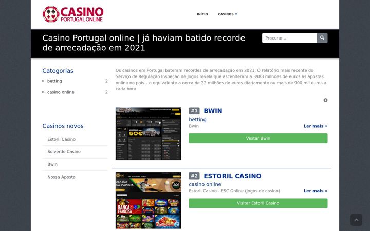 Screenshot of casinosportugalonline.pt