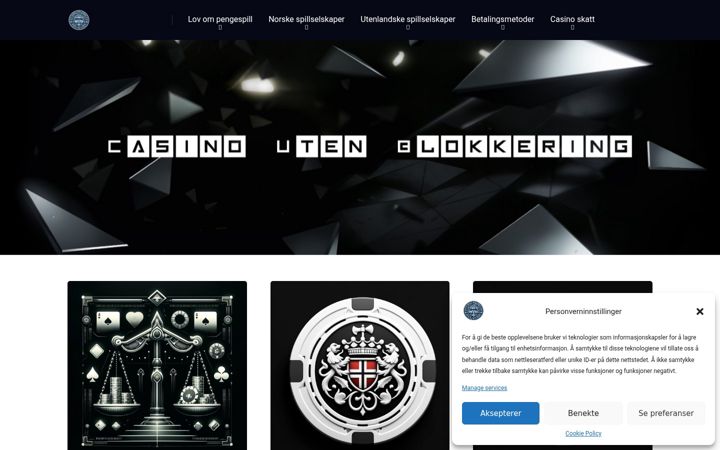 Screenshot of casinoutenblokkering.com