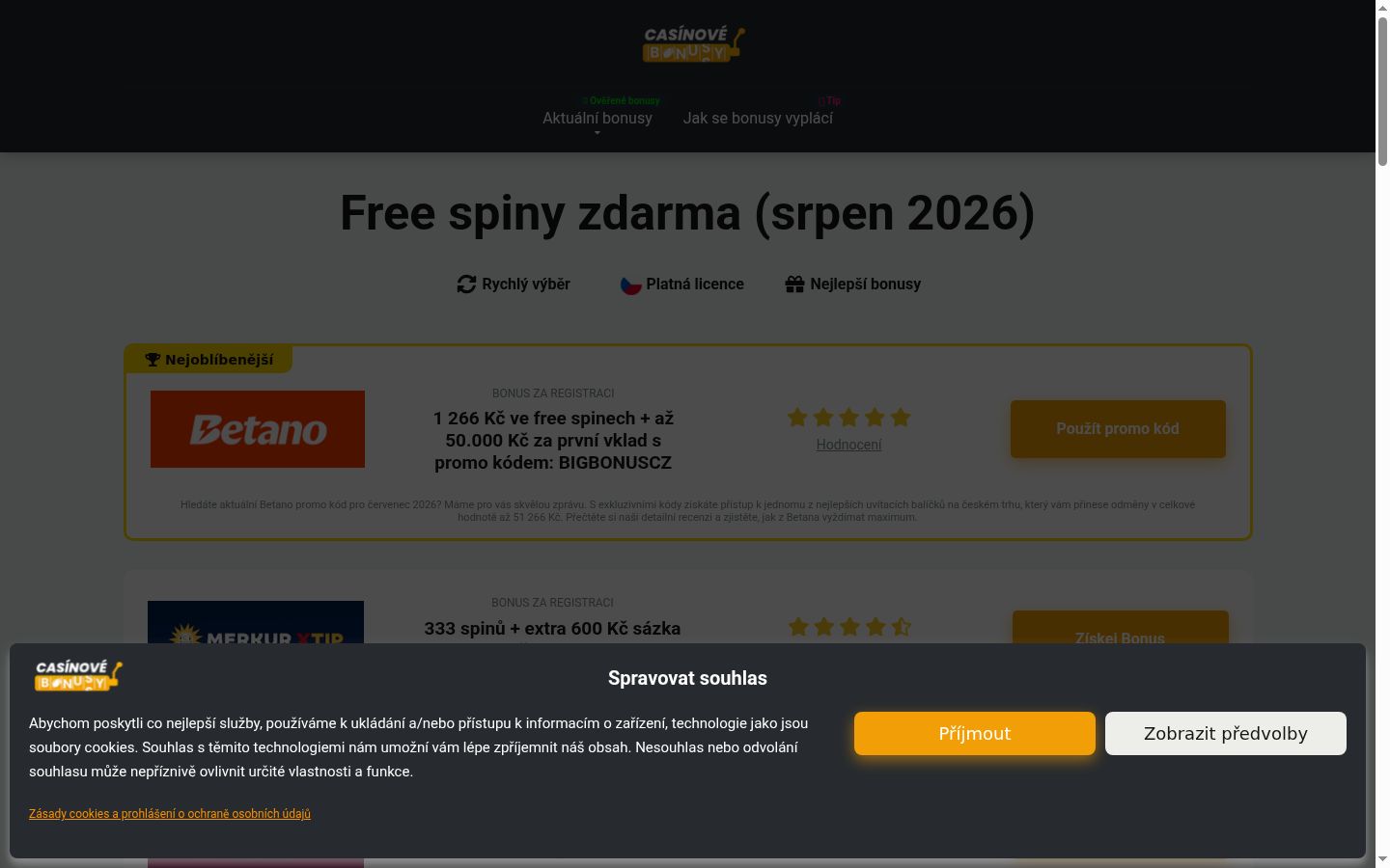 Screenshot del banner di consenso mostrato prima di qualsiasi interazione