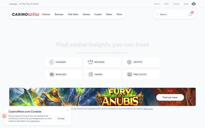 Screenshot of casinowow.com