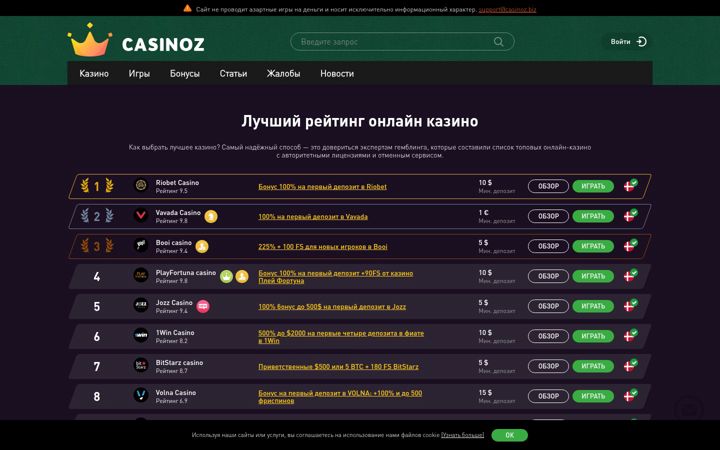 Screenshot of casinoz.biz
