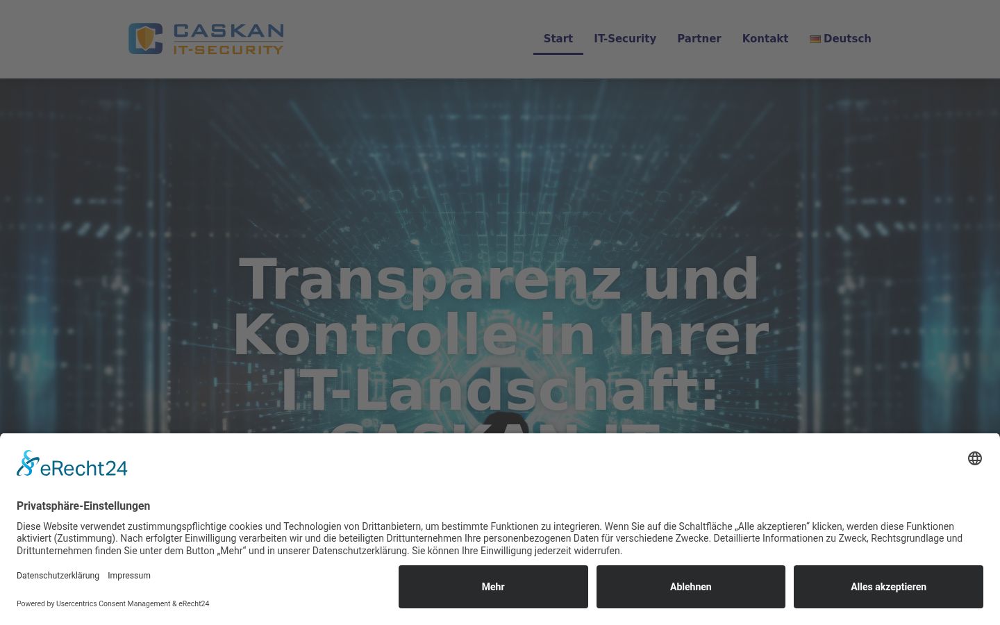 Screenshot des Einwilligungsbanners vor jeglicher Interaktion