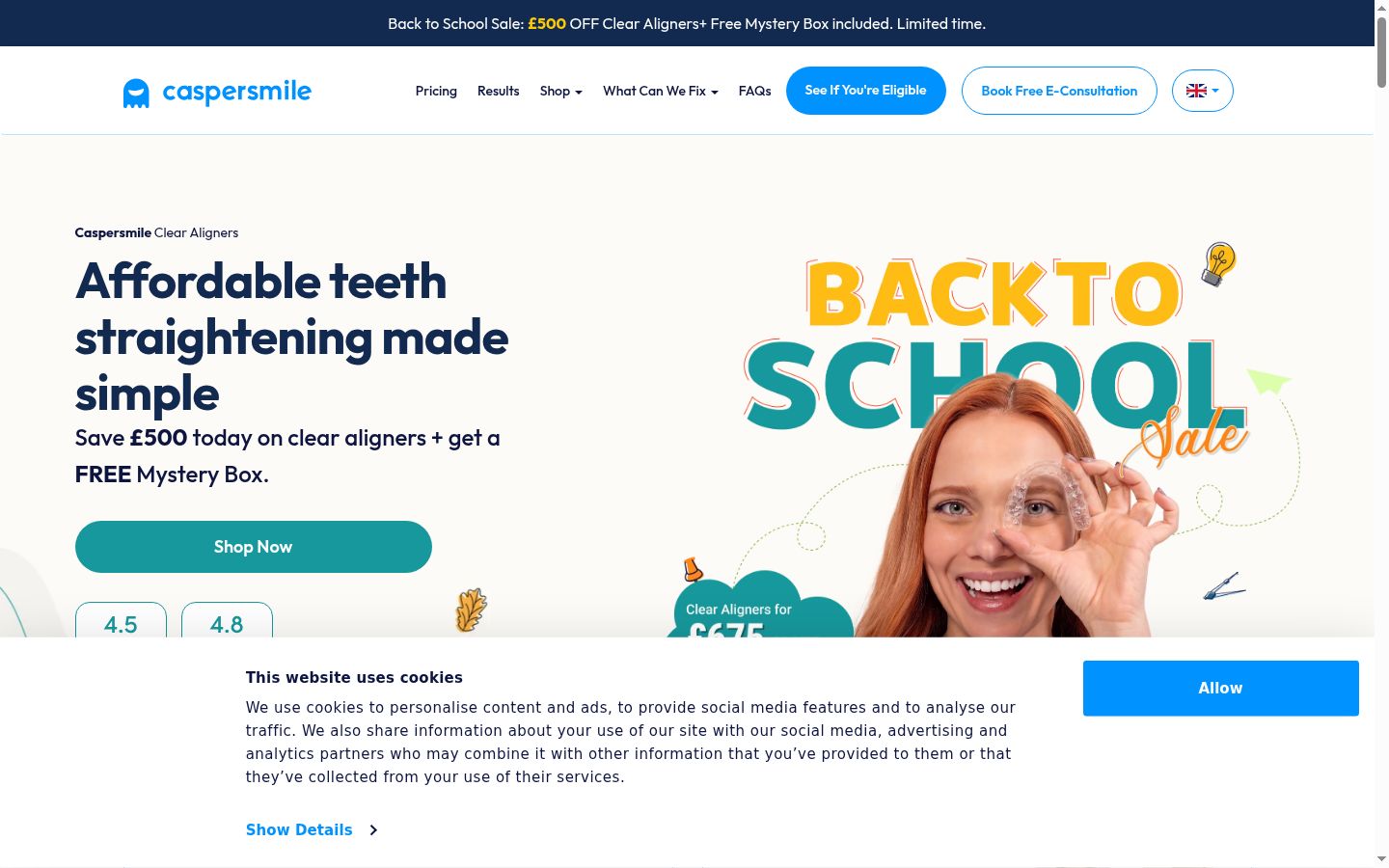 Screenshot del banner di consenso mostrato prima di qualsiasi interazione