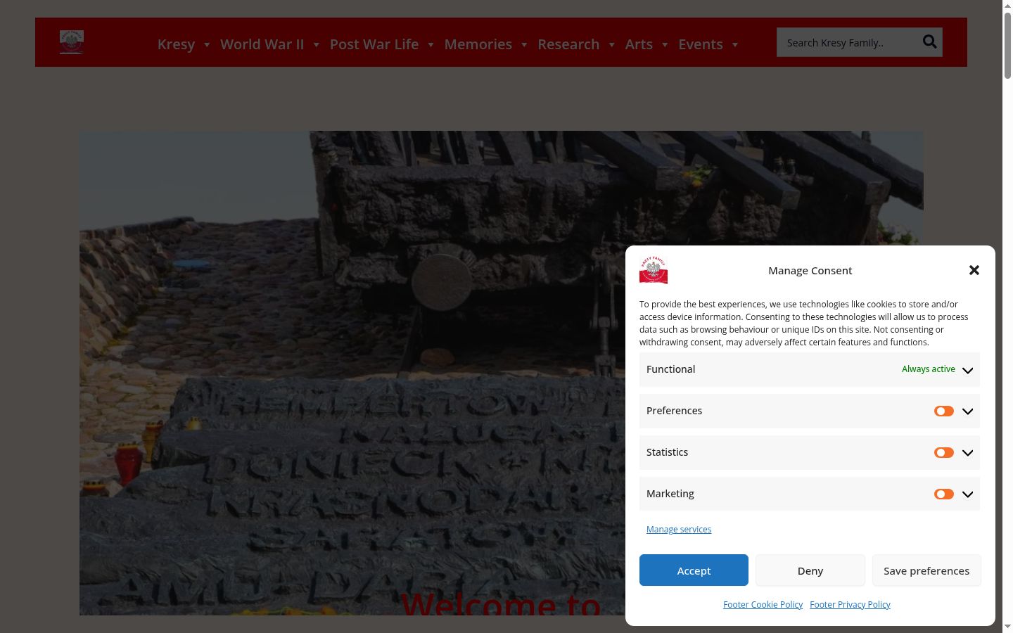 Screenshot del banner di consenso mostrato prima di qualsiasi interazione