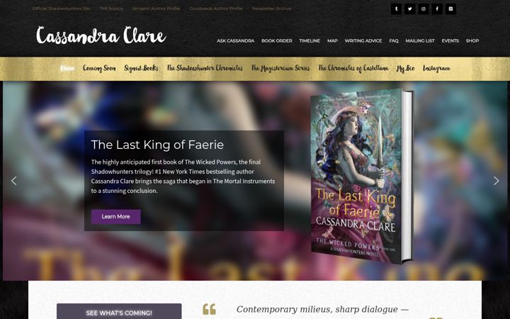 Screenshot of cassandraclare.com