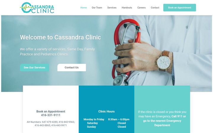 Screenshot of cassandraclinic.com
