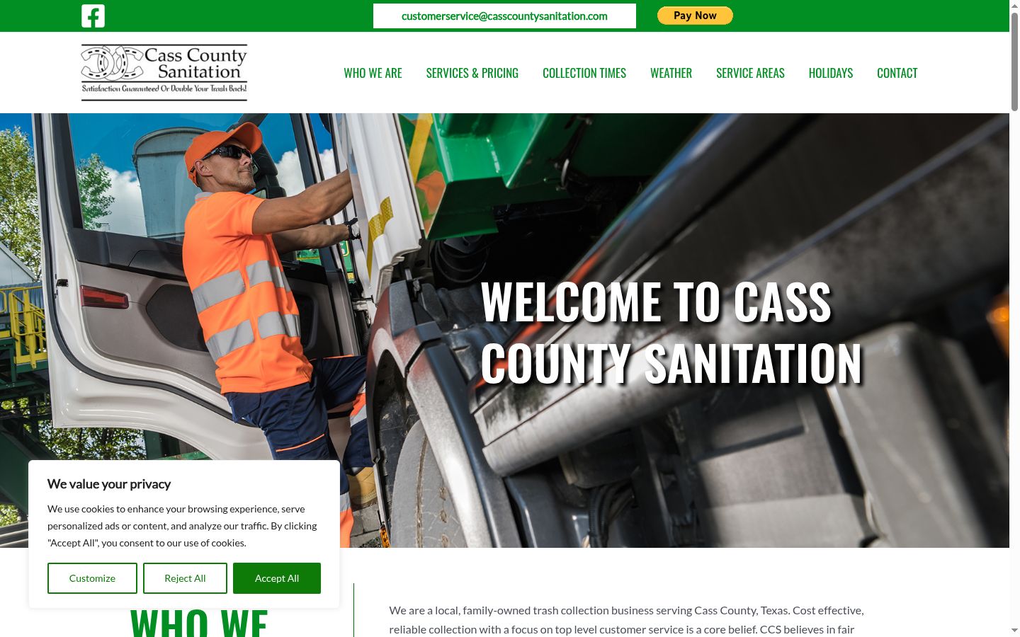 Screenshot del banner di consenso mostrato prima di qualsiasi interazione