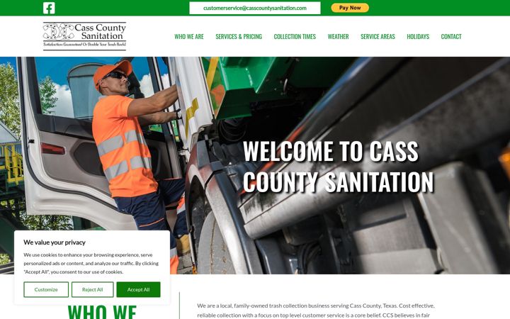 Screenshot of casscountysanitation.com