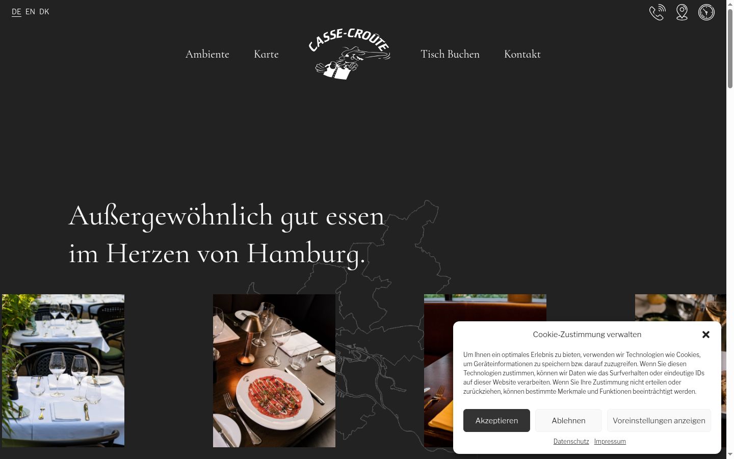 Screenshot des Einwilligungsbanners vor jeglicher Interaktion