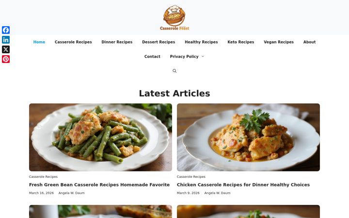 Screenshot of casserolefeast.com