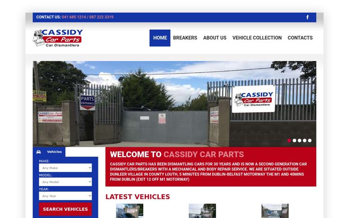 Screenshot of cassidycarparts.com