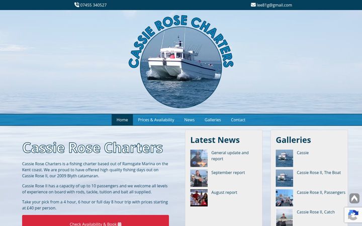 Screenshot of cassierosecharters.com